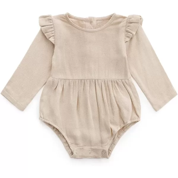 Simplee kids Baby Onesies Unisex Cotton Linen Handmade Romper Jumpsuit Solid Color Long Sleeve Jumpsuit