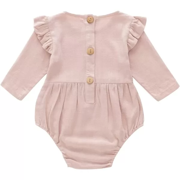 Simplee kids Baby Onesies Unisex Cotton Linen Handmade Romper Jumpsuit Solid Color Long Sleeve Jumpsuit