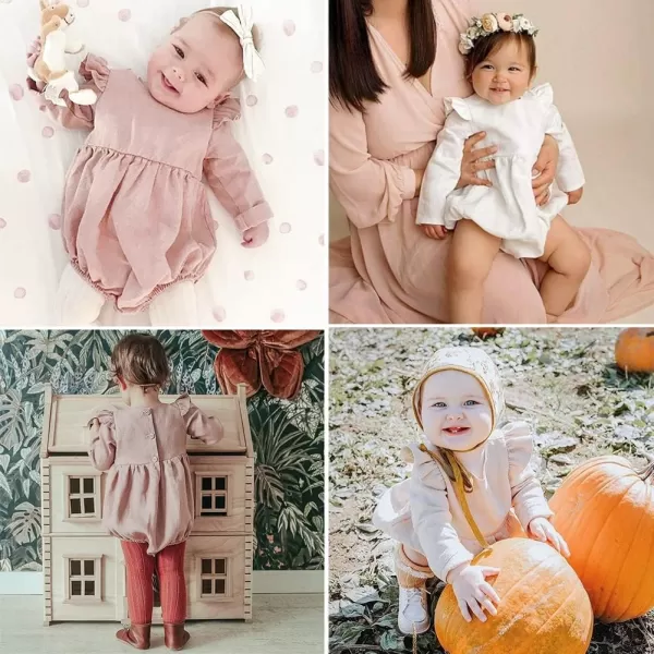 Simplee kids Baby Onesies Unisex Cotton Linen Handmade Romper Jumpsuit Solid Color Long Sleeve Jumpsuit