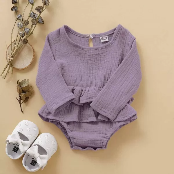 Simplee kids Baby Romper Long Sleeve Ruffles Jumpsuit Buttons Close Fall and Autumn Romper for Baby Girl 12-18 Months