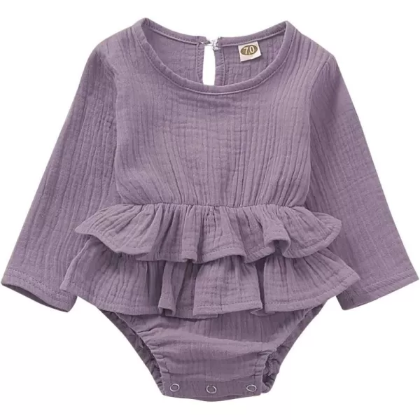 Simplee kids Baby Romper Long Sleeve Ruffles Jumpsuit Buttons Close Fall and Autumn Romper for Baby Girl 12-18 Months