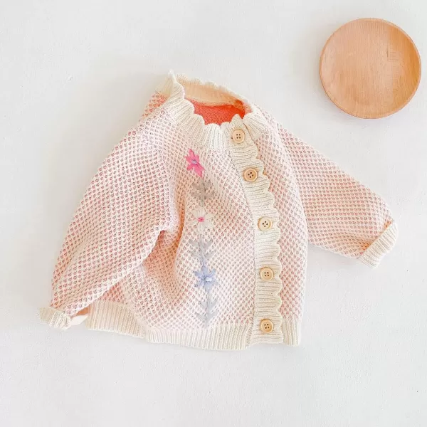 Simplee kids Baby Sweater Cardigan Jacquard Cable-Knit Spring Coat Long Sleeve Cardigan for Baby Girl