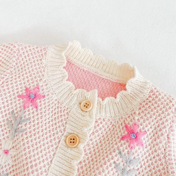 Simplee kids Baby Sweater Cardigan Jacquard Cable-Knit Spring Coat Long Sleeve Cardigan for Baby Girl