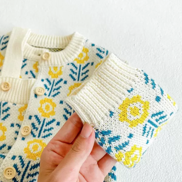 Simplee kids Baby Sweater Cardigan Jacquard Cable-Knit Spring Coat Long Sleeve Cardigan for Baby Girl