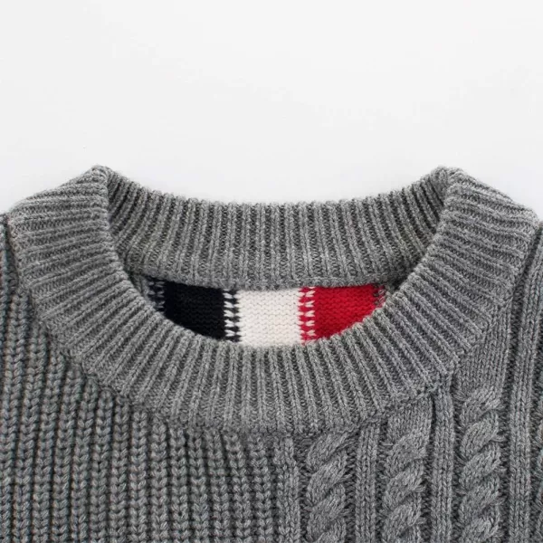 Simplee kids Boy Pullover Knitting Pattern Sweater Solid Cotton Boy Coat for Winter and Fall 2T Boy B - Grey