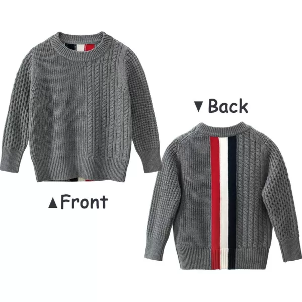 Simplee kids Boy Pullover Knitting Pattern Sweater Solid Cotton Boy Coat for Winter and Fall 2T Boy B - Grey
