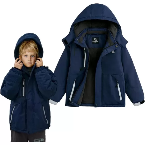 Simplee kids Boys Winter Coat Waterproof Ski Jacket Fleece Hooded Snow Warm Padded Raincoats