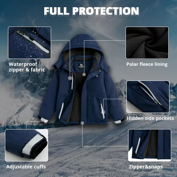 Simplee kids Boys Winter Coat Waterproof Ski Jacket Fleece Hooded Snow Warm Padded Raincoats