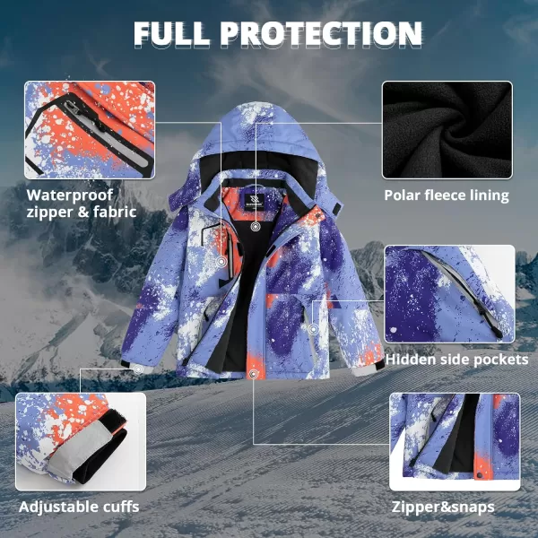 Simplee kids Boys Winter Coat Waterproof Ski Jacket Fleece Hooded Snow Warm Padded Raincoats