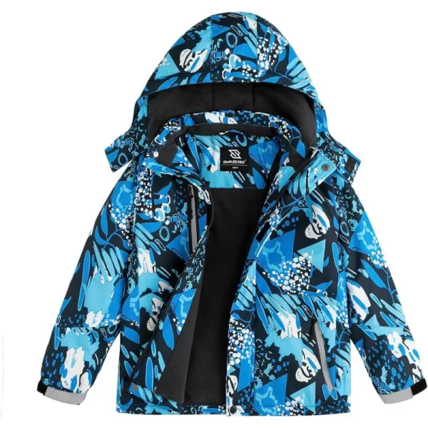 Simplee kids Boys Winter Coat Waterproof Ski Jacket Fleece Hooded Snow Warm Padded Raincoats