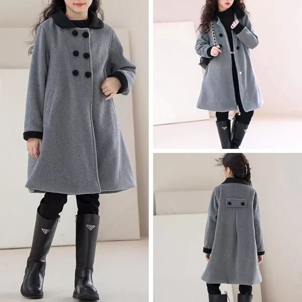 Simplee kids Girls Dress Coat Lapel Button Winter Jackets Coats Long Sleeve Outerwear with Pockets 4-14Years
