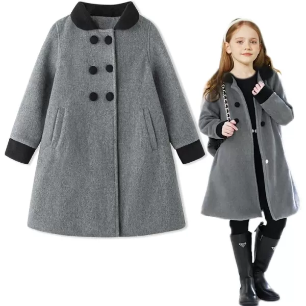 Simplee kids Girls Dress Coat Lapel Button Winter Jackets Coats Long Sleeve Outerwear with Pockets 4-14Years