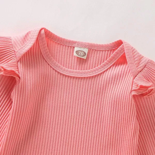 Simplee kids Infant Newborn&nbsp;Baby Girl Clothing Sets Long Ruffle&nbsp;Sleeve Cotton Bodysuit Floral Pant Outfits for Fall 3-6 Months