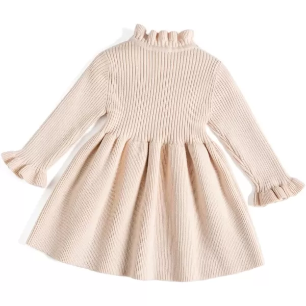 Simplee kids Little Girls' Long Sleeve Girl Dresses and Rompers Ribbed Knit Sweater Dress Black for 6M-5T