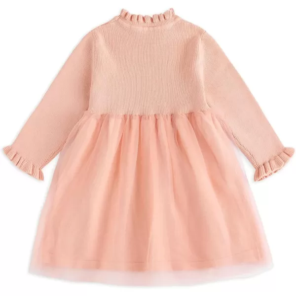 Simplee kids Little Girls' Long Sleeve Girl Dresses and Rompers Ribbed Knit Sweater Dress Black for 6M-5T
