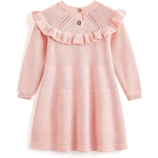 Simplee kids Little Girls' Long Sleeve Girl Dresses and Rompers Ribbed Knit Sweater Dress Black for 6M-5T