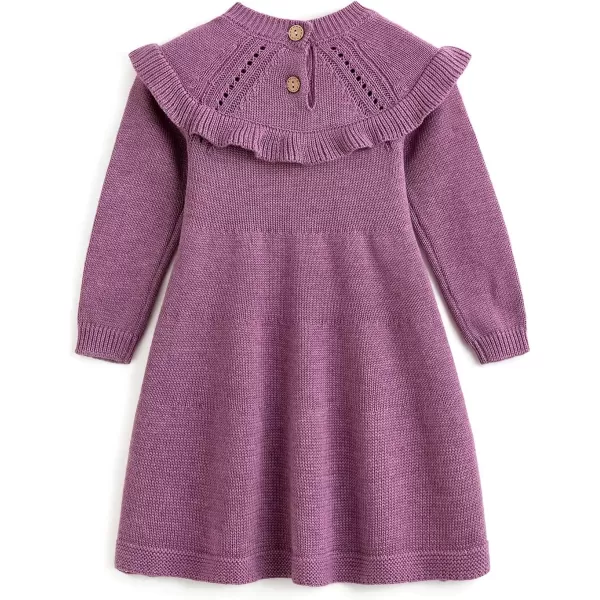 Simplee kids Little Girls' Long Sleeve Girl Dresses and Rompers Ribbed Knit Sweater Dress Black for 6M-5T