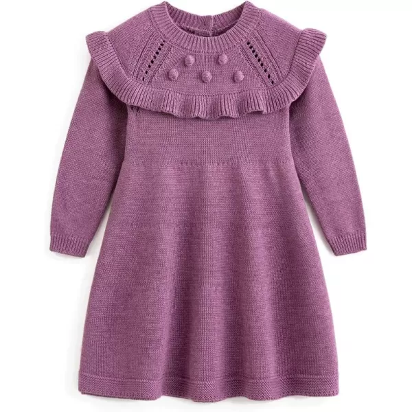 Simplee kids Little Girls' Long Sleeve Girl Dresses and Rompers Ribbed Knit Sweater Dress Black for 6M-5T
