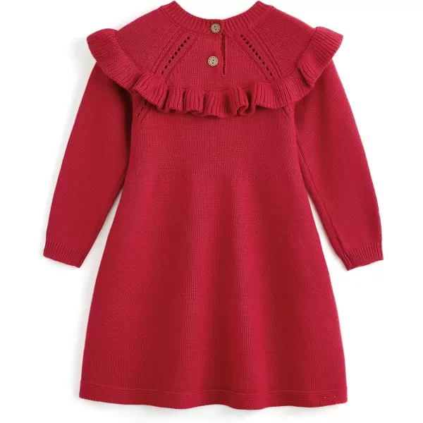 Simplee kids Little Girls' Long Sleeve Girl Dresses and Rompers Ribbed Knit Sweater Dress Black for 6M-5T