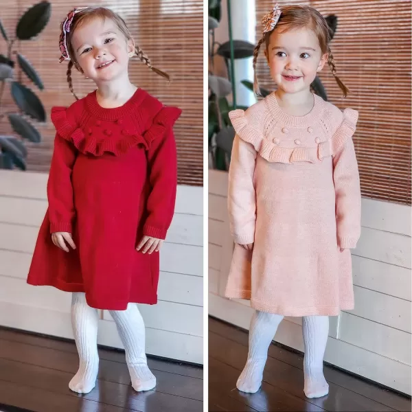 Simplee kids Little Girls' Long Sleeve Girl Dresses and Rompers Ribbed Knit Sweater Dress Black for 6M-5T