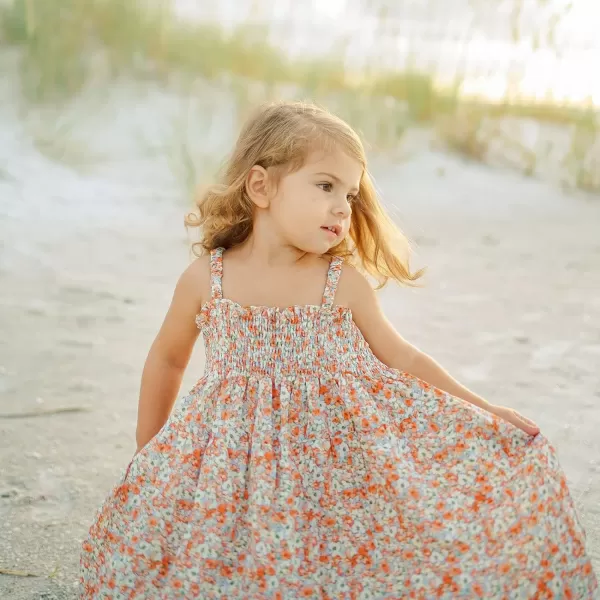 Simplee kids Spaghetti Strap Dress for Toddler Girl Summer Dress for Kids Floral Sleeveless Dress 2-9 Years