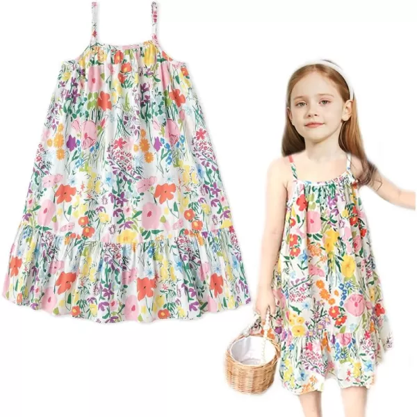 Simplee kids Spaghetti Strap Dress for Toddler Girl Summer Dress for Kids Floral Sleeveless Dress 2-9 Years