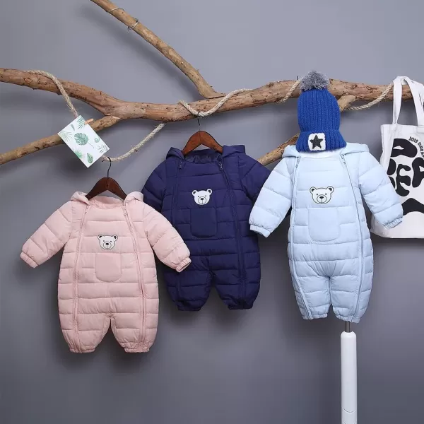 Simplee kids Unisex Onesie Baby Romper Toddler Warm Outwear Winter Coat Double Zipper Baby Hooded Snowsuit