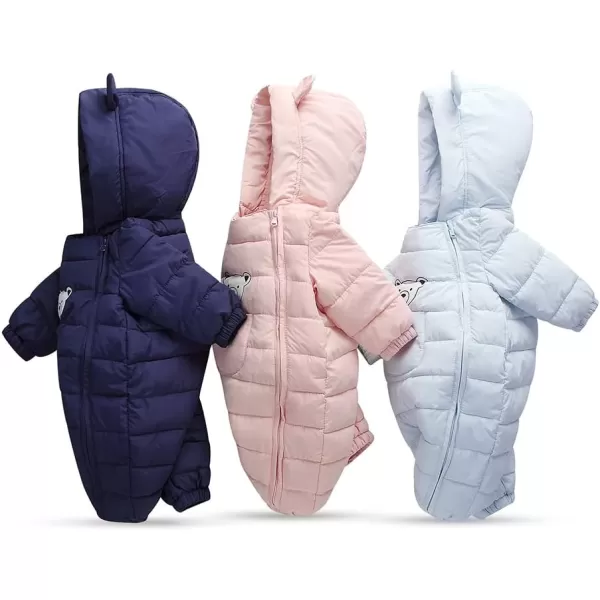 Simplee kids Unisex Onesie Baby Romper Toddler Warm Outwear Winter Coat Double Zipper Baby Hooded Snowsuit