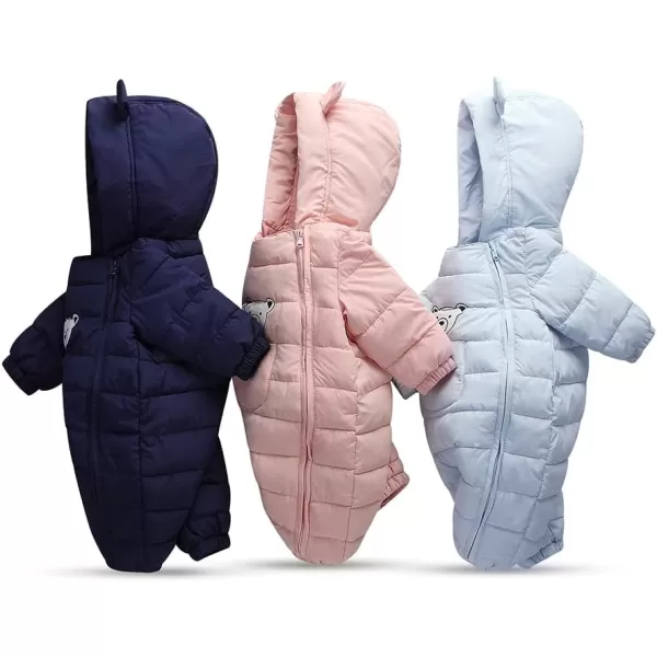Simplee kids Unisex Onesie Baby Romper Toddler Warm Outwear Winter Coat Double Zipper Baby Hooded Snowsuit