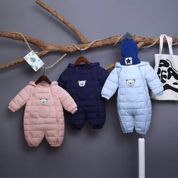 Simplee kids Unisex Onesie Baby Romper Toddler Warm Outwear Winter Coat Double Zipper Baby Hooded Snowsuit