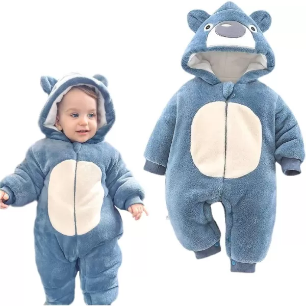 Simplee kids Unisex Onesie Baby Romper Toddler Warm Outwear Winter Coat Double Zipper Baby Hooded Snowsuit