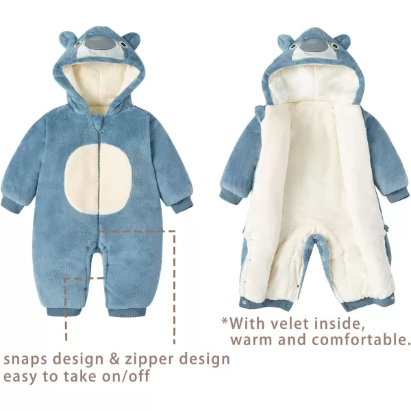 Simplee kids Unisex Onesie Baby Romper Toddler Warm Outwear Winter Coat Double Zipper Baby Hooded Snowsuit