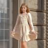 imageSimplee kids Girls Ruffle Tiered Smocked Puff Long Sleeve Dress White Size 4 to Size 15Abeige