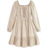 imageSimplee kids Girls Ruffle Tiered Smocked Puff Long Sleeve Dress White Size 4 to Size 15Abeige