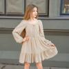 imageSimplee kids Girls Ruffle Tiered Smocked Puff Long Sleeve Dress White Size 4 to Size 15Abeige