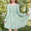 imageSimplee kids Girls Ruffle Tiered Smocked Puff Long Sleeve Dress White Size 4 to Size 15Agreen