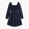 imageSimplee kids Girls Ruffle Tiered Smocked Puff Long Sleeve Dress White Size 4 to Size 15Anavy Blue
