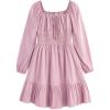 imageSimplee kids Girls Ruffle Tiered Smocked Puff Long Sleeve Dress White Size 4 to Size 15Apink