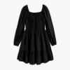 imageSimplee kids Girls Ruffle Tiered Smocked Puff Long Sleeve Dress White Size 4 to Size 15Bblack