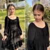 imageSimplee kids Girls Ruffle Tiered Smocked Puff Long Sleeve Dress White Size 4 to Size 15Bblack
