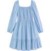 imageSimplee kids Girls Ruffle Tiered Smocked Puff Long Sleeve Dress White Size 4 to Size 15Bblue