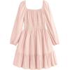 imageSimplee kids Girls Ruffle Tiered Smocked Puff Long Sleeve Dress White Size 4 to Size 15Bpink