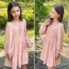 imageSimplee kids Girls Ruffle Tiered Smocked Puff Long Sleeve Dress White Size 4 to Size 15Bpink