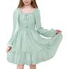 imageSimplee kids Girls Ruffle Tiered Smocked Puff Long Sleeve Dress White Size 4 to Size 15Agreen