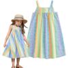 imageSimplee kids Spaghetti Strap Dress for Toddler Girl Summer Dress for Kids Floral Sleeveless Dress 29 YearsCblue Rainbow