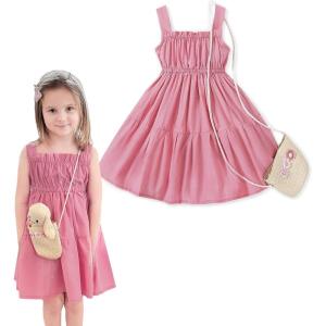 imageSimplee kids Spaghetti Strap Dress for Toddler Girl Summer Dress for Kids Floral Sleeveless Dress 29 YearsBpink With Bag