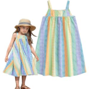 imageSimplee kids Spaghetti Strap Dress for Toddler Girl Summer Dress for Kids Floral Sleeveless Dress 29 YearsCblue Rainbow