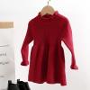 imageSimplee kids Little Girls Long Sleeve Girl Dresses and Rompers Ribbed Knit Sweater Dress Black for 6M5TRed