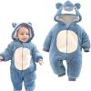 imageSimplee kids Baby Infant Boy Girl Winter Warm Snowsuit Outwear Newborn Hooded Footed Romper Jumpsuit for 018 MonthsDblue