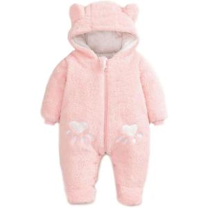 imageSimplee kids Baby Infant Boy Girl Winter Warm Snowsuit Outwear Newborn Hooded Footed Romper Jumpsuit for 018 MonthsPink